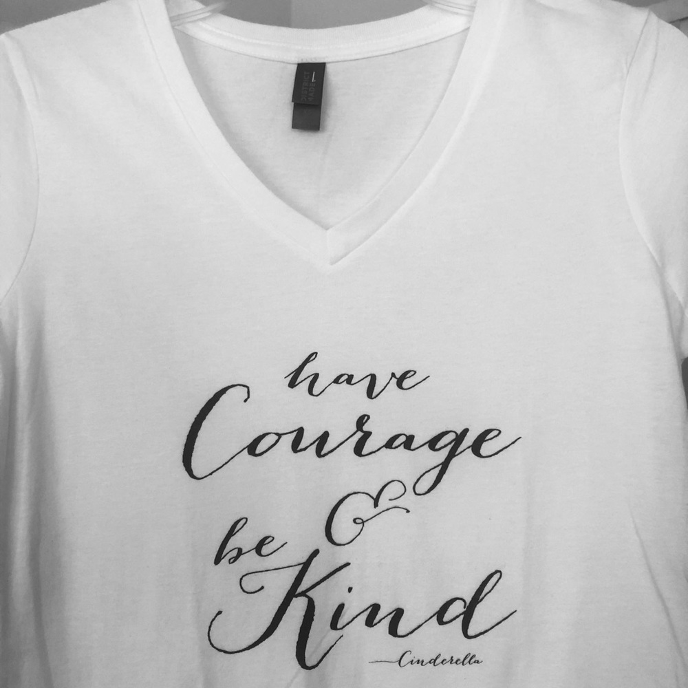 New White Tee Shirt, “Have Courage & Be Kind” - Picture 2 of 7